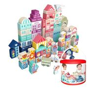 Generico Giocattoli impilabili in legno, impilabili educativi per bambini, set di portatili per scene, giocattoli di assemblaggio migliorano lo sviluppo di abilità pratiche