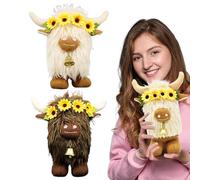Genérico Giocattolo Animale Fattoria | Giocattolo Di Peluche Di Mucche Di Highlands Ripieni - Highlands, 2 X Imbottitura Cuscino Animale - Bambola