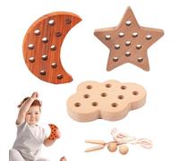 Generico Giocattolo Puzzle con Allacciatura, Giocattoli in Pizzo per Bambini - Set di 3 Giocattoli da Viaggio con Filettatura - Puzzle di attività di Filettatura in Legno, educativi di apprendimento