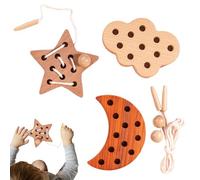 Generico Giocattolo Puzzle con Allacciatura, Giocattoli in Pizzo per Bambini | Set di 3 Puzzle a di Pizzo - Giocattoli da Viaggio con Filettatura in Legno, educativo con di con Corda per abilità m