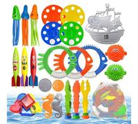Generico Giochi Subacquei per Bambini - ABS PVC 34 Pezzi | Set da Piscina Affondabile | Caccia al Tesoro Sott'Acqua con Anelli Bastoncini E Animali Marini per L'Estate