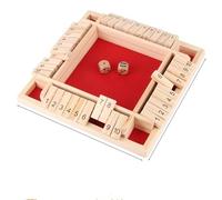Generico Gioco Chiudi la scatola | Gioco da tavolo con dadi in legno | Carta ruotabile a quattro lati | Aiuta a migliorare le abilità matematiche | 2-4 giocatori per,Red