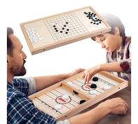 Generico Gioco da Tavolo Portatile con Dischi - Gioco strategico per Due Giocatori, Superficie di in Legno, Dischi a Scorrimento Veloce, Aumento della concentrazione, Design Compatto | Indoor e out