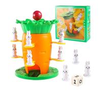 Generico Gioco Di Equilibrio E Impilamento A Torre,Giocattoli Interattivi Con Design A Torre A Forma Di Carota,Gioco di Costruzione con 8 Figurine di Coniglietti | Per Bambini Ragazze E Ragazzi