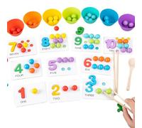 Genérico Gioco di perline matematiche, giocattolo educativo di conteggio con bacchette e cucchiai, gioco di riconoscimento numerico, per ragazzi e ragazze, regalo per compleanni e feste