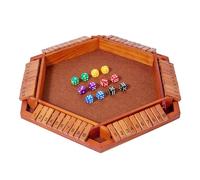 Generico Gioco Shut The Box for 6 giocatori: gioco tradizionale con dadi in legno, edizione da viaggio for famiglie, tabellone matematico con numeri a doppia persiana(Dark Wood Color)