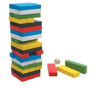 Generico Gioco Torre in Legno Colorata Torre Equilibrio Legno 54 Pezzi con Dado Torre Oscillante Giochi Di Società Mattoncini Impilabili Gioco da Tavolo Classico Educativo Costruzioni