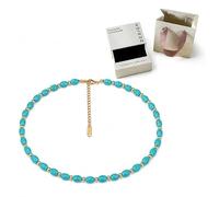 Generico Gioielli Turchese Blu da Donna, Collana Bracciale o Anello, Bigiotteria Color Oro per Estate Spiaggia Vacanza Regalo(Necklace-10)