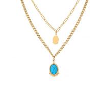 Generico Gioielli Turchese Blu da Donna, Collana Bracciale o Anello, Bigiotteria Color Oro per Estate Spiaggia Vacanza Regalo(Necklace-8)