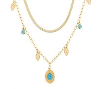Generico Gioielli Turchese Blu da Donna, Collana Bracciale o Anello, Bigiotteria Color Oro per Estate Spiaggia Vacanza Regalo(Necklace-3)