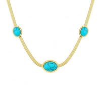 Generico Gioielli Turchese Blu da Donna, Collana Bracciale o Anello, Bigiotteria Color Oro per Estate Spiaggia Vacanza Regalo(Necklace-1)