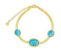 Generico Gioielli Turchese Blu da Donna, Collana Bracciale o Anello, Bigiotteria Color Oro per Estate Spiaggia Vacanza Regalo(Bracelet-2)