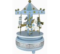 Generico Giostra Musicale Carillon con Cavalli, Base in Argento PVD, Decorazioni Celesti, 18 cm