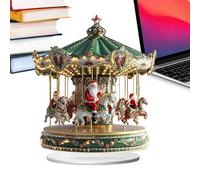 Generico Giostra Natalizia - Acrilico 17.1x20cm | Villaggio di Natale | Decorazione | Carillon Girevole con Luci LED per Centrotavola, Casa E Esposizione Regalo