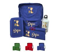 Generico Giraffa Set completo Zaino Scuola Portapastelli Astuccio e Borraccia Personalizzati Con Nome Bambini Materna Elementari Asilo Medie Unisex Zainetto Bimbo Bimba Borsa Studenti Made in Italy