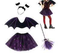Generico Girl Bat Costume, Animal Cosplay Clothes, Wand Tulle Skirt, Wing Dress, Headband Accessory, Lightweight Fabric for Kids, Party, Cosplay, Masquerade, Halloween, Role Play, 20.87x7.87 Inches