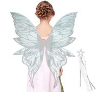 Generico Girls Fairy Wings, Angel Wing Costume Set, Colorful Cosplay Accessories with Elastic Straps, Dress-Up Outfit for Birthday, Theme Party, Halloween, 31.5x29.45 inches