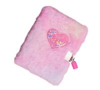 Generico Girls Heart Diary, Plush Furry Lockable Notebook with Key and Heart Design, Secret Writing Journal on Your Children Ages 6 to 12, Cute Stationery for Daily Thoughts Notes Ideas, 14.8x10.5cm