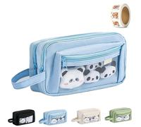 Generico Girls Large Pencil Case Teenage, Big Capacity Pencil Case 3 Compartments, Cute Pencil Cases, Stationery Pouch for Girls (Blue 2)