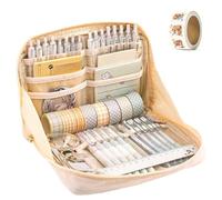 Generico Girls Large Pencil Case Teenage, Big Capacity Pencil Case 3 Compartments, Cute Pencil Cases, Stationery Pouch for Girls (Beige 3)