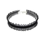 Generico Girocollo corto in pizzo per donna Colore bianco nero Romantico per la festa(Black)