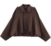 Generico Giubbino Donna Camoscio,Giacca Mezza Stagione,Giacca Moto Donna Bomber Softshell in Finta Pelle, Bomber con Tasca Lampo(Multicolore,XS-L)