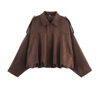 Generico Giubbino Donna Camoscio,Giacca Mezza Stagione,Giacca Moto Donna Bomber Softshell in Finta Pelle, Bomber con Tasca Lampo(Multicolore,XS-L)