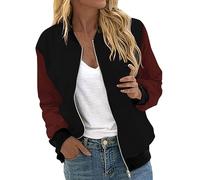 Generico Giubbino Donna Leggero- Giubbino Donna Elegante- Elegante Calda Capispalla di Manica Lunga con Zip Capispalla da Curvy Stampa Sportiva Giacche con Tasca Corto Giacchetta Leggera Casual