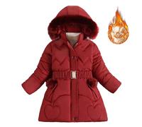 Generico Giubbino Invernale Bambina,Giacca Imbottita da Ragazza Lunga E Spessa Stile Straniero Moda Femminile Giacca Imbottita Invernale (Rd2, 8-9 Anni)