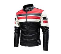 Generico Giubbotti in Pelle Uomo, Giacca da Moto Uomo Casuale Sottile Slim Fit Giubbino Bomber Corto alla Moda Giubbotto Giubbotto Moto Giacca Antivento Giubbotto Bomber per Il Tempo Libero