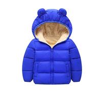 Generico Giubbotto Bambini Invernale con Cerniera e Cappuccio, Giubbino Bimbo Carino Orecchie di Orso, Bambino Unisex Tuta da Neve Imbottita, Giacca Caldo in Pile in Tinta Unita per Neonato