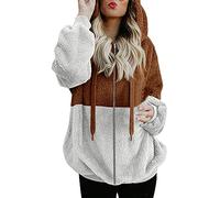 Generico Giubbotto Donna Autunnale Giubbotto Nero Donna Felpa Da Con Cappuccio E Tasca Con Cerniera Manica Lunga Double In Pile Piumino Autunnale Chiodo Pelle Brown Xxxxl
