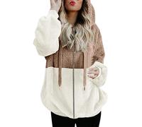 Generico Giubbotto Donna Autunnale Giubbotto Nero Donna Felpa Da Con Cappuccio E Tasca Con Cerniera Manica Lunga Double In Pile Piumino Autunnale Chiodo Pelle Khaki Xxxxl