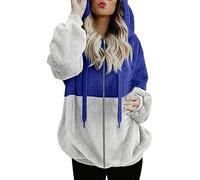 Generico Giubbotto Donna Autunnale Giubbotto Nero Donna Felpa Da Con Cappuccio E Tasca Con Cerniera Manica Lunga Double In Pile Piumino Autunnale Chiodo Pelle Blue Xxxxl
