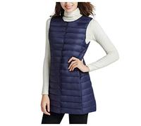 Generico Giubbotto Donna Leggero Gilet Smanicato Donna Fasion Colletto in Piedi da Donna Lungo Paragrafo Tempo Libero Leggero Piumino Giacche E Cappotti Da Donna Trench Impermeabile (Dark Blue, XXL)