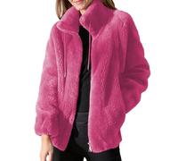 Generico Giubbotto Donna Teddy, Giacca da Camera Donna Maniche Lunghe Senza Cappuccio E con Zip Giacche Teddy Versione Loose del N Tinta Unita Cappotto Caldo per Il Tempo Libero