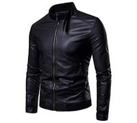 Generico Giubbotto in Pelle Uomo, Giacca a Vento Uomo Leggera Sottile con Tasca Maniche Lunghe Giacca Pelle Biker Motociclista alla Moda Classica Giubbotto Uomo Taglie Forti per Il Tempo Libero