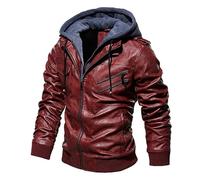 Generico Giubbotto in Pelle Uomo, Giubbotto Uomo Leggera Sottile con Tasca Maniche Lunghe Giacca Pelle Biker Motociclista alla Moda Classica Jacket per La Vita Quotidiana E Lo Sport