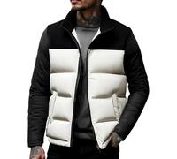 Generico Giubbotto Invernale Uomo Senza Maniche Cerniera, Giacca Softshell Uomo Senza Cappuccio Colori a Blocchi a Listino, Gilet Sportiva - Abbigliamento Trekking Casual Bianco 3XL