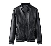 Generico Giubbotto Pelle Uomo Nero, Giubbotto Moto Uomo Giubbotto Manica Lunga Finta Pelle Biker Casuale Cotone Moda in Pelle Invecchiata Vintage Giacca di Pelle per Il Tempo Libero