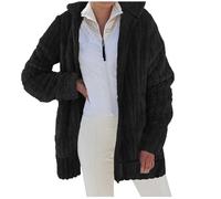Generico Giubbotto Pile Donna, Cappotto Donna Invernale con Zip E Cappuccio Cappotto Cerniera Caldo Parka Casuale Sciolto Giacche a Vento Cappotti di Peluche Outerwear per Il Tempo Libero