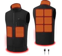 Generico Giubbotto Termico Riscaldato Gilet Riscaldate Pile Donna Uomo Smanicato Riscaldato Con Cerniera E Tasche Lavabile 3 Temperature Regolabili Zone Di Riscaldamento Multiple(Nero,2XL)