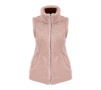 Generico Giubotto Donna Cappotto Mezza Stagione Donna Autunno E Inverno Ragazza Peluche Caldo Casual Leggero Colletto Alla Coreana Senza Maniche Cerniera Gilet Da Chiodo Pelle Pink S