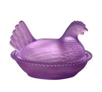 Generico Glass Chicken Candy Dish, Crystal Hen on Nest Covered Jar for Snacks, Vintage Poultry Fruit Plate & Egg Tray Server, Retro Pastoral Tabletop Decoration (Purple)
