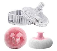 Generico Glass Container, Body Powder Puff Box, Decorative Makeup Applicator, Plush Velour Softness, Luxury Skincare Accessory Category, Elegant Storage for Face Beauty Valentine Gift, Transparent