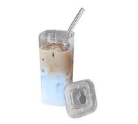 Generico Glass Cups - Transparent Spill Resistant Square Cup | Heat Resistant Handle Less Water Coffee Juice Beer Wine Cups, Household Square Glass For Bar Party Beverage