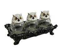 Generico Glass Owl Jars 3 Pieces Retro Pepper Container Witchy Owl Apothecary Jars For Pagans Wiccans Collectors Kitchen Pantry Cabinet Shelves Living Room Bedroom Apartment Study Meal Prep Pot Set