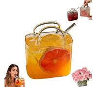 Generico Glass Purse For Drinks, Purse Drinking Glass,Unique Wine Glasses with Straw,Creative Handbag Shaped Cocktail Glasses, Unique Fish bowl Glasses,For Fruit Juice, Tea, Flowers