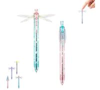 Generico Gleaming Wings Dragonfly Pen, Dragonfly Fidget Click Pen D) | Carino Novità Dragonfly Click Pen con Barile Traslucido, Novità Penna a Sfera per Giornale, Scuola, Ufficio e Scrivania