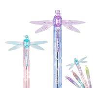 Generico Gleaming Wings Dragonfly Pen Set，2PCS B | Dragon Fly Pen with Moving Wings, Translucent Click Ballpoint Pens in Pink, Teal, Blue and Purple for Journaling and Office